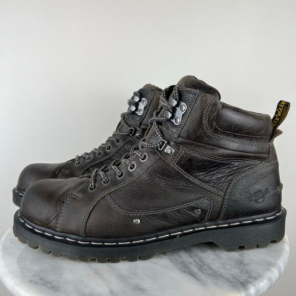 Men\'s Dr. Martens Diego Dark Gray Genuine Leather Lace Up Boots (Sz 13)